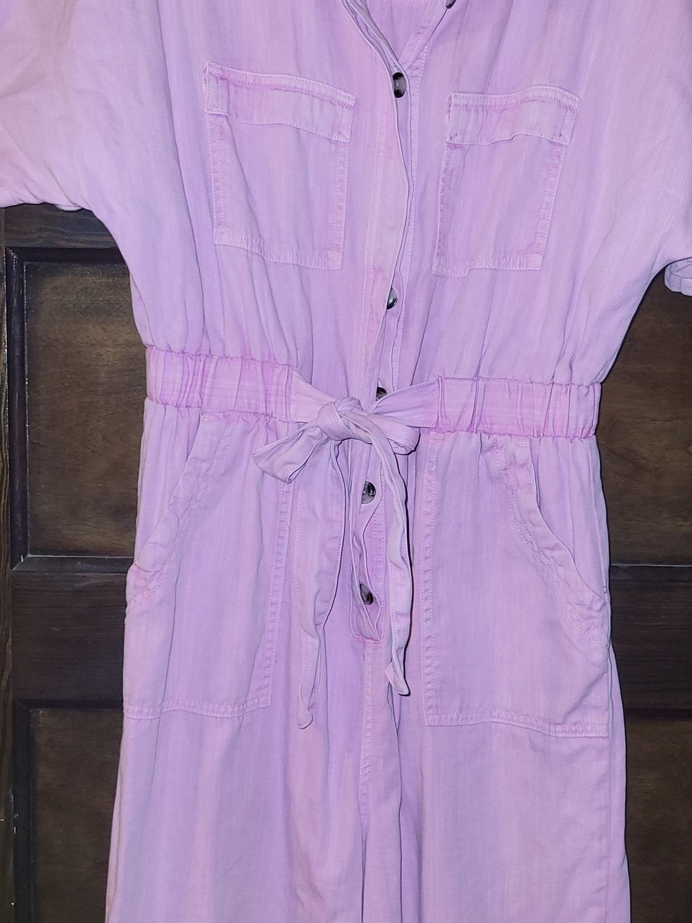 Universal Thread Lavender Button-Front Tie-Waist Casual Dress